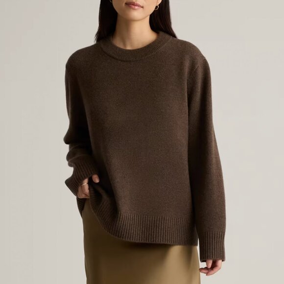 EUC~ Mongolian Cashmere Oversized Crewneck Sweater~ Brown ~ Small - Picture 1 of 2